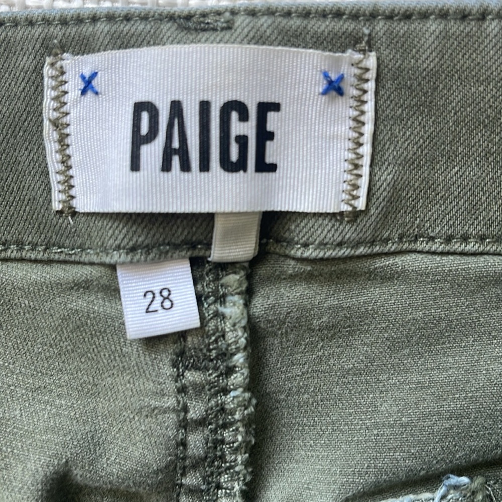 Paige Mayslie Jogger Pants Size 28 Olive Green Cropped Ankle Zip Stretch EUC - Picture 10 of 15